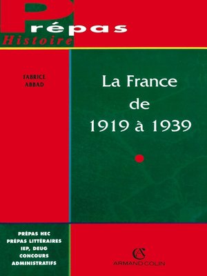 cover image of La France de 1919 à 1939